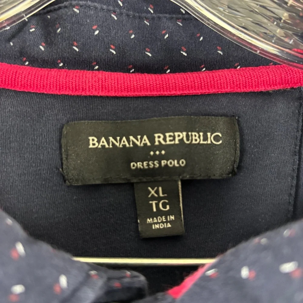 Banana Republic Dress Polo Shirt, Blue with White, Red Specks,  Men's, Size XL - Picture 4 of 11